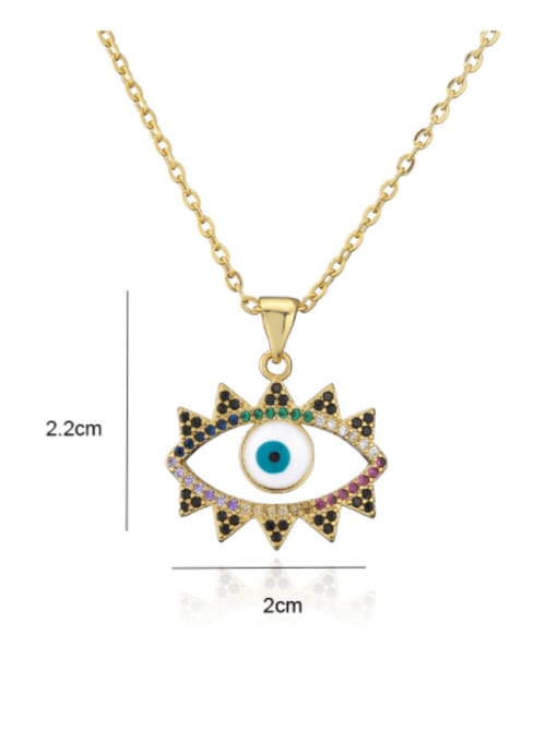 AOG Brass Cubic Zirconia Enamel  Vintage Hollow Evil Eye Pendant Necklace 2