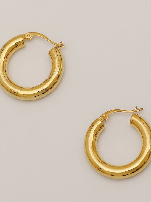 18K gold Brass  Smooth Geometric Vintage Hoop Trend Korean Fashion Earring