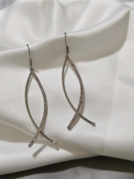HYACINTH Copper Rhinestone Irregular Minimalist Hook Trend Korean Fashion Earring 2