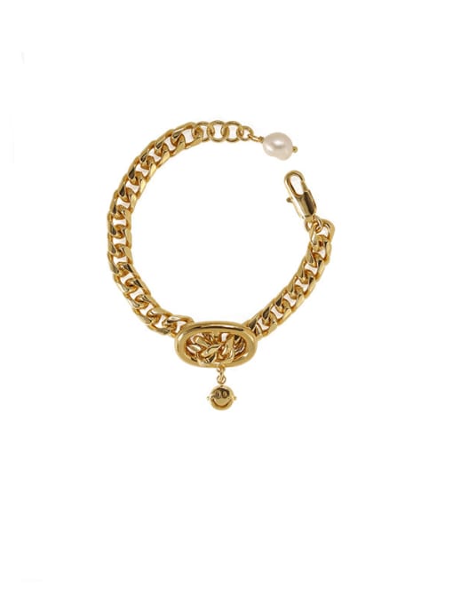 golden Brass Hollow Geometric Vintage Link Bracelet