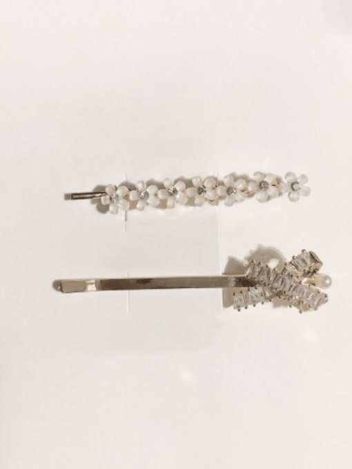 ZRUI Brass Trend  Cubic Zirconia Bowknot Flower Hair Pin 0