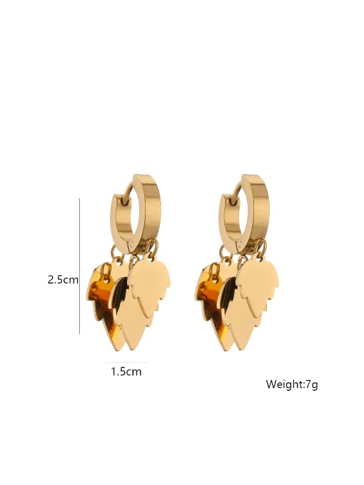 44387 Titanium Steel Leaf Hip Hop Huggie Earring