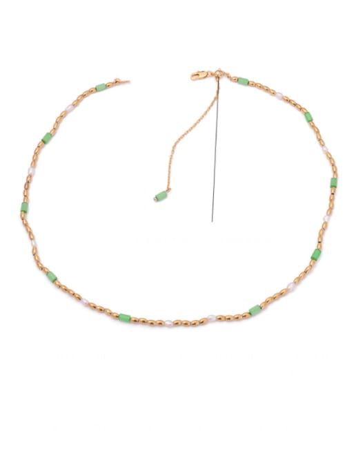 Adjustable (adjustable necklace length) Brass Imitation Pearl Geometric Minimalist Beaded Necklace