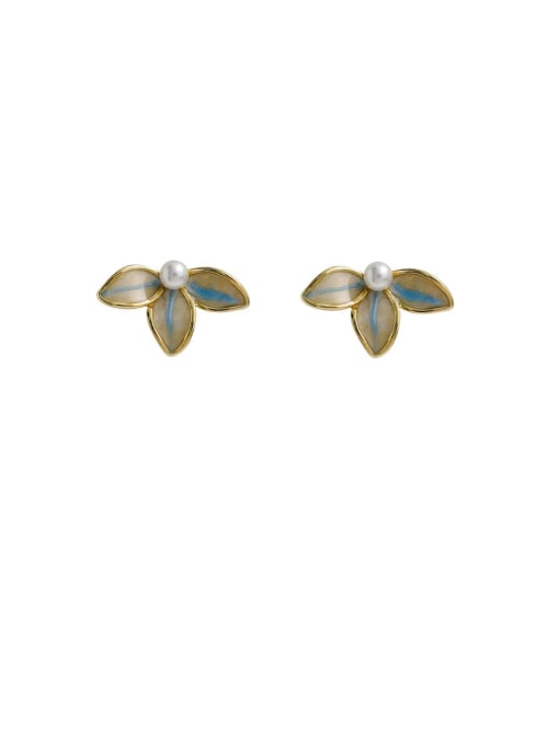 HYACINTH Brass Enamel Leaf Minimalist Clip Earring 1