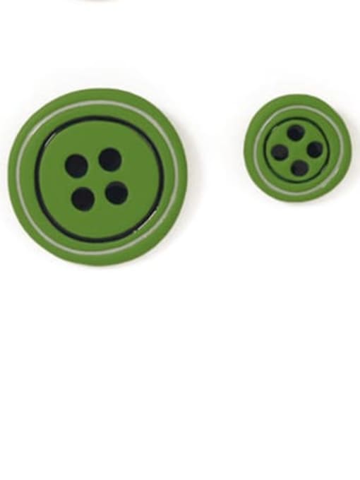 Green Earrings Alloy Enamel Geometric Cute  Candy color asymmetry Buttons Stud Earring