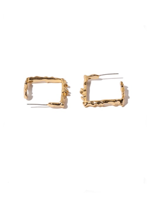 golden Brass Square Minimalist Stud Earring