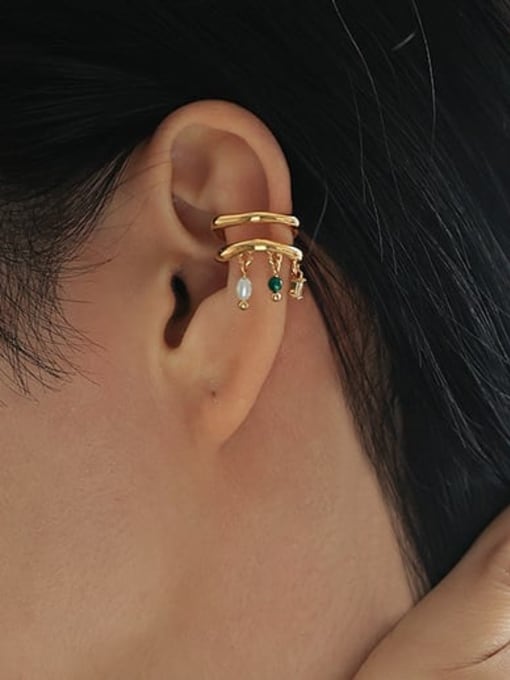 Five Color Brass Cubic Zirconia Geometric Trend Single Earring(Single -Only One) 1