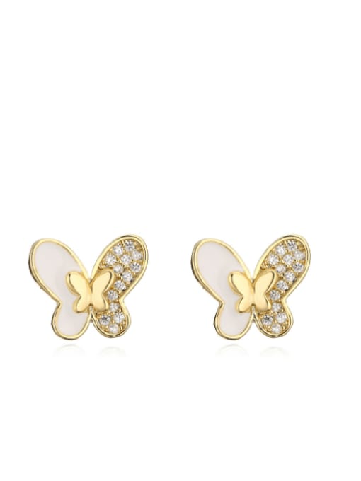 42089 Brass Shell Butterfly Vintage Stud Earring