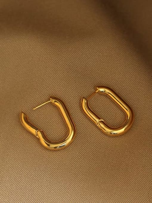 18K gold plating Brass Hollow Geometric Minimalist Huggie Earring