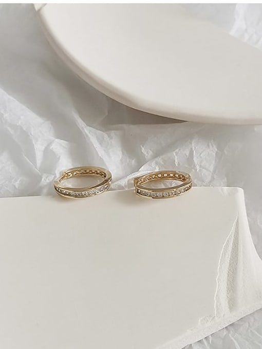 14K gold large Copper Geometric Minimalist Huggie Trend Korean Fashion Earring