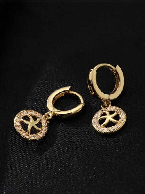 AOG Brass Cubic Zirconia Star Vintage Huggie Earring 2