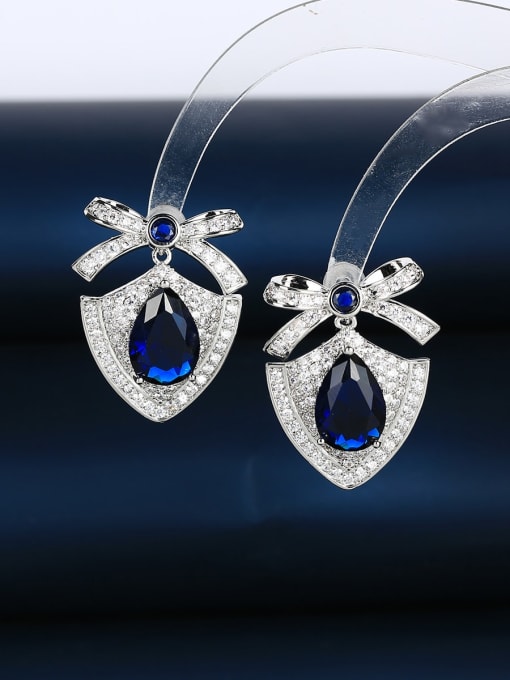 OUOU Brass Cubic Zirconia Heart Luxury Stud Earring 2