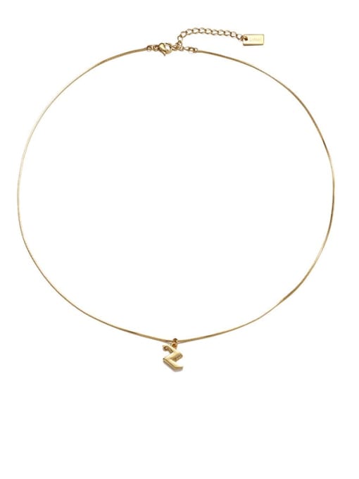 Letter Z necklace gold Titanium Steel Geometric Vintage Necklace