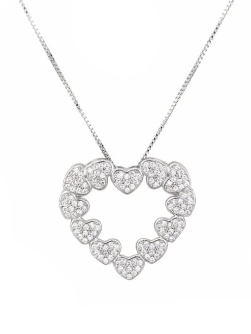 Platinum plating Brass Cubic Zirconia Heart Minimalist Necklace
