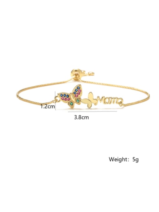 31763 Brass Cubic Zirconia Butterfly Minimalist Adjustable Bracelet