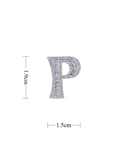 Platinum White p Brass Cubic Zirconia Letter Minimalist Stud Earring