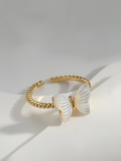 YOUH Brass Shell Butterfly Dainty Band Ring 2