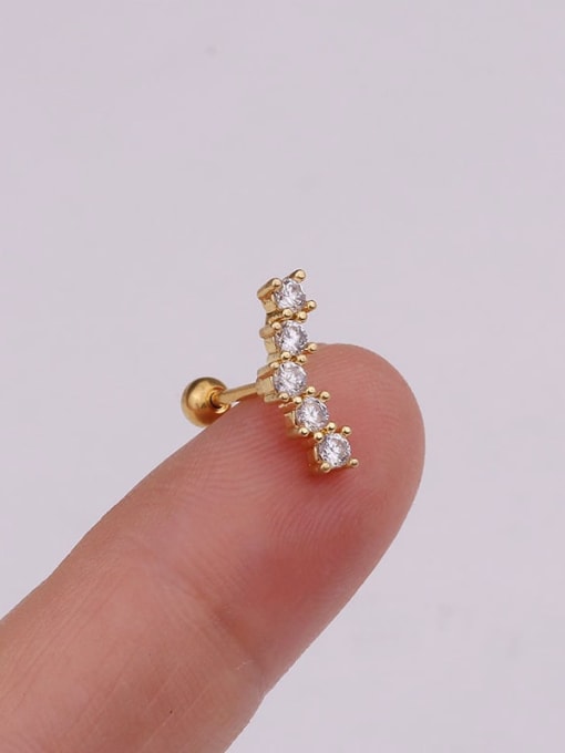 Gold 3# （Single） Brass Cubic Zirconia Flower Cute Stud Earring