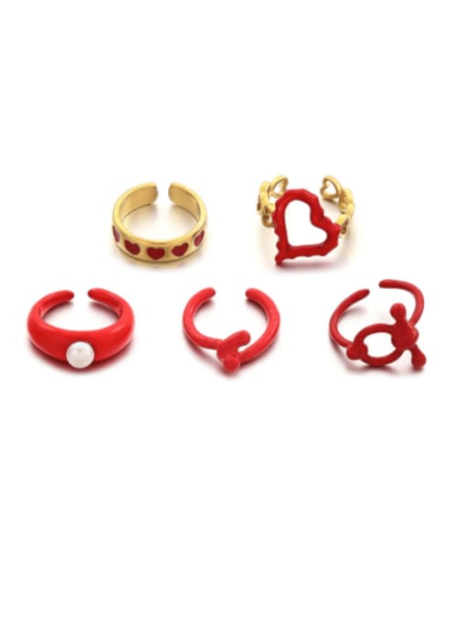 ACCA Brass Enamel Heart Vintage Band Ring 0