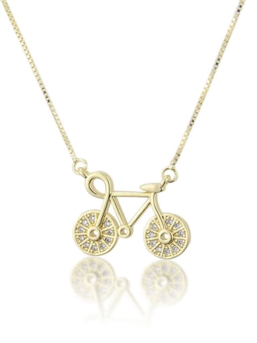 renchi Brass Cubic Zirconia Irregular Minimalist Bike Pendant  Necklace