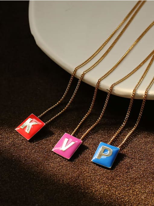 ACCA Brass Enamel  Minimalist 26 English letters pendant Necklace