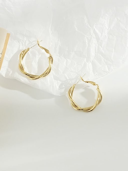 HYACINTH Copper Hollow Geometric Minimalist Hoop Trend Korean Fashion Earring 2