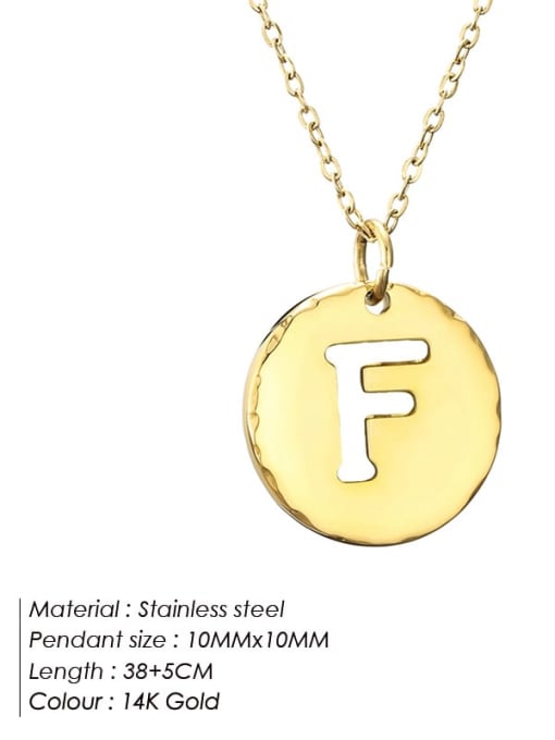 F 14 K gold Stainless steel Letter Minimalist Necklace
