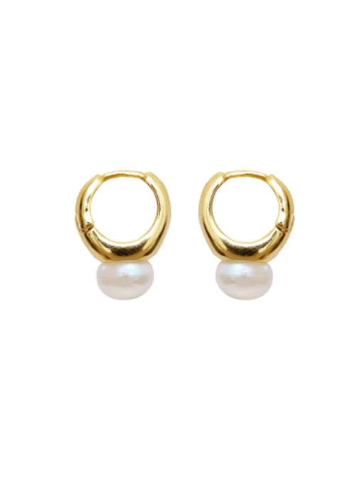HYACINTH Brass Imitation Pearl Geometric Minimalist Earring 0