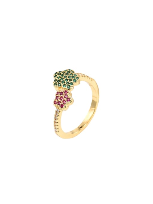 AOG Brass Cubic Zirconia Flower Dainty Band Ring