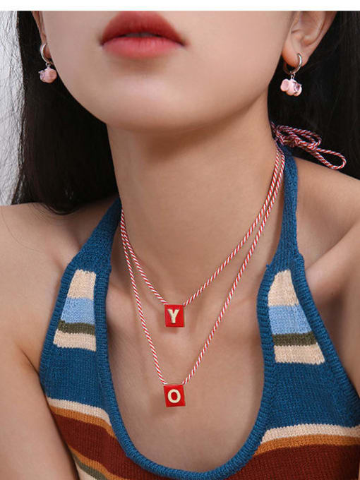 Five Color Brass Enamel Message Cute Necklace 1