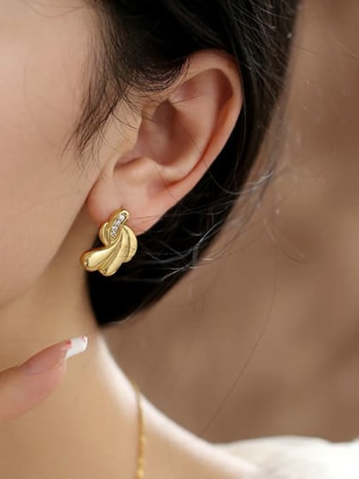 ACCA Brass Cubic Zirconia Irregular Minimalist Stud Earring 1