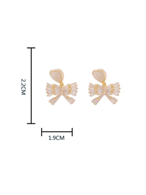 HYACINTH Brass Cubic Zirconia Bowknot Minimalist Stud Earring 3
