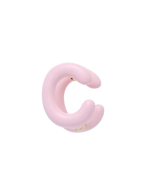 Letter C Pink (Sold Only) Brass Enamel Message Cute Single Earring
