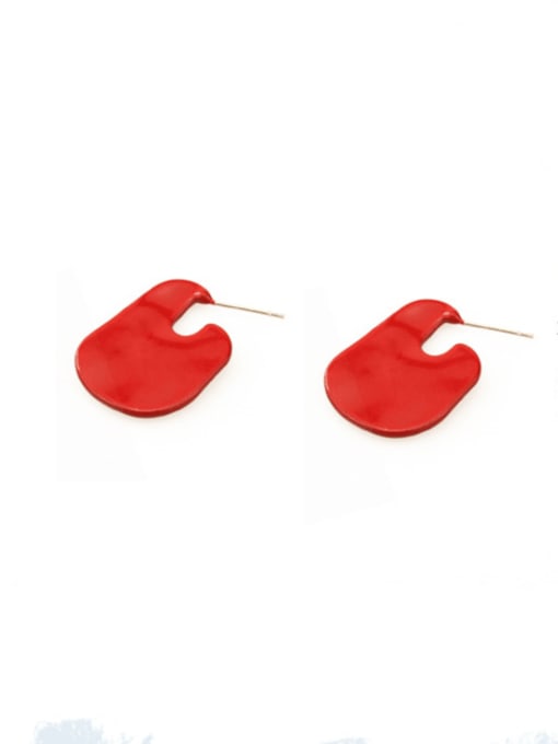 red Alloy Acrylic Geometric Minimalist Stud Earring