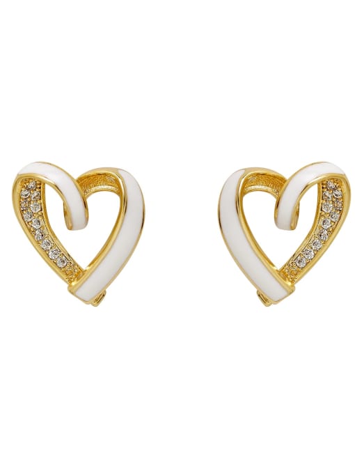 HYACINTH Brass Enamel Heart Minimalist Stud Earring 0