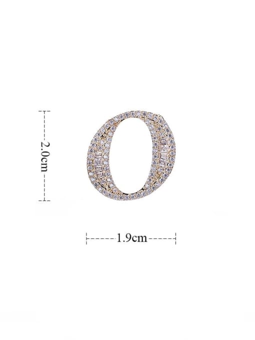 Platinum White O Brass Cubic Zirconia Letter Minimalist Stud Earring