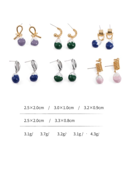 Five Color Brass Imitation Pearl Geometric Minimalist Drop Earring 3