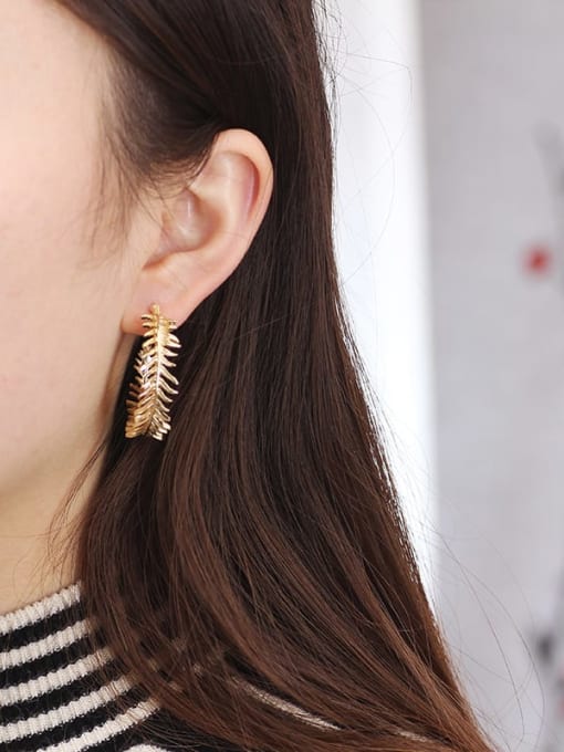 HYACINTH Copper aesthetic C shaped fishbone Trend Korean Fashion Earrings 1
