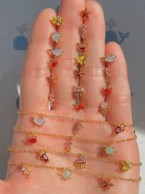 COLSW Brass Cubic Zirconia Multi Color Ocean  animal Minimalist Bracelet