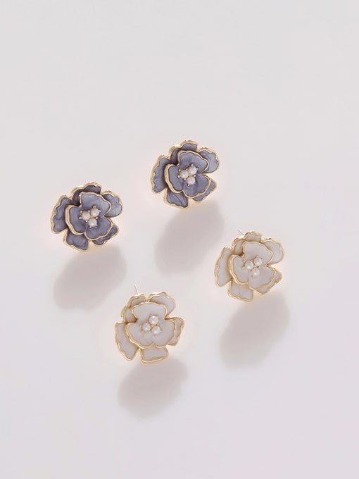 HYACINTH Brass Enamel Flower Minimalist Stud Earring