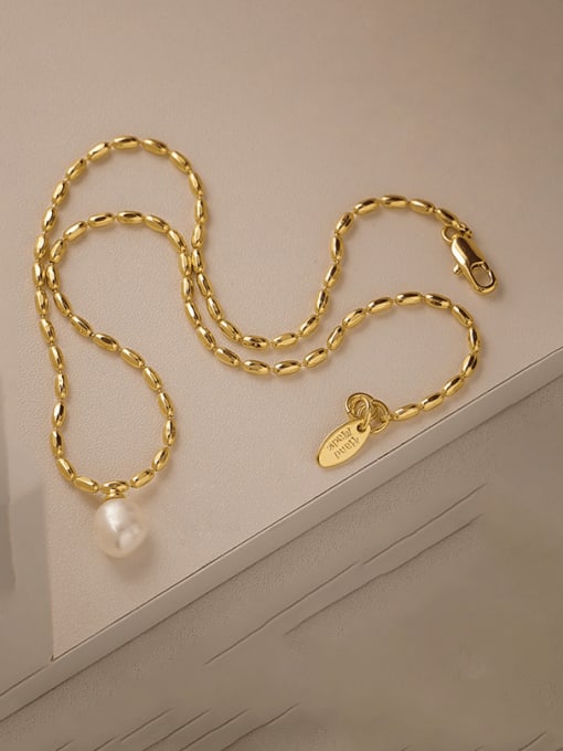 ACCA Brass Imitation Pearl Irregular Minimalist Necklace 3