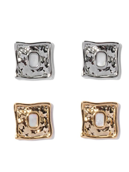 TINGS Brass Shell Geometric Vintage Stud Earring 4