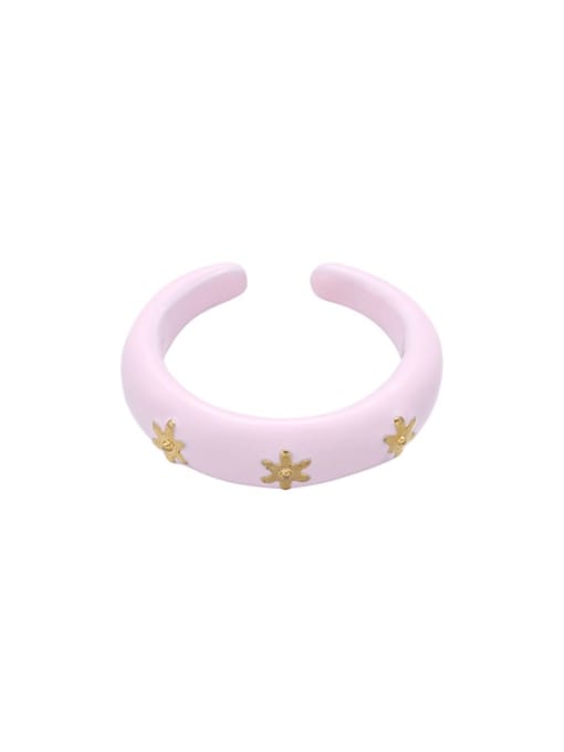 Pink Brass Enamel Geometric Minimalist Band Ring