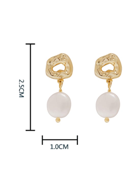 HYACINTH Brass Freshwater Pearl Geometric Minimalist Drop Earring 2
