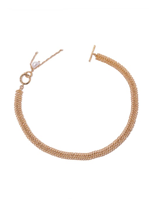 Gold (detachable pendant) Brass Imitation Pearl Geometric Vintage Necklace