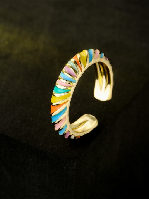 AOG Brass Enamel Geometric Minimalist Band Ring