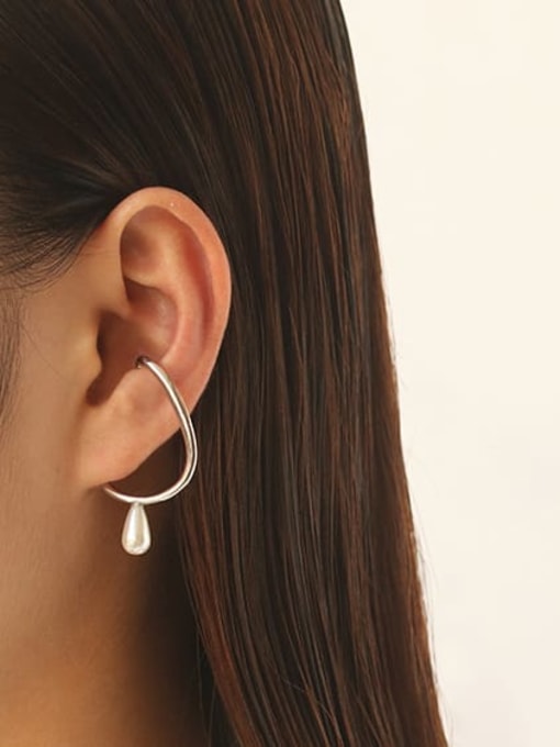 ACCA Brass Imitation Pearl Geometric Minimalist Drop Earring 1