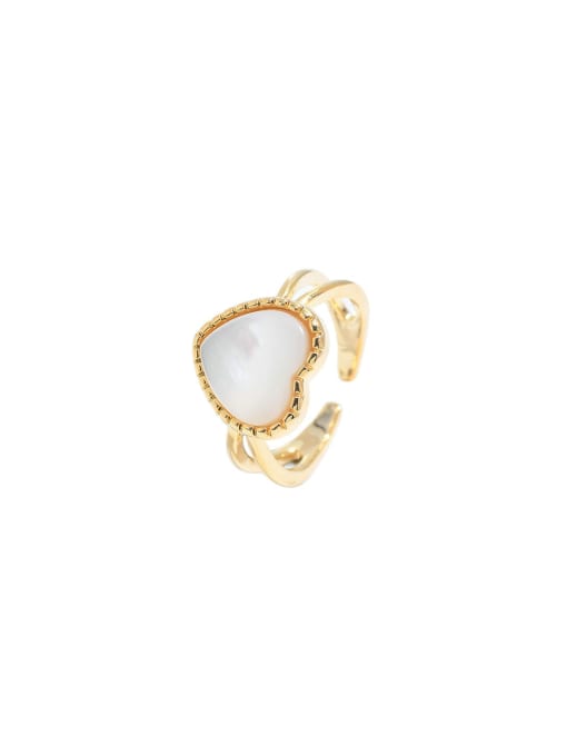 YOUH Brass Shell Heart Trend Band Ring 0