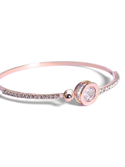 Rose Gold S135 Brass Cubic Zirconia Round Trend Bangle