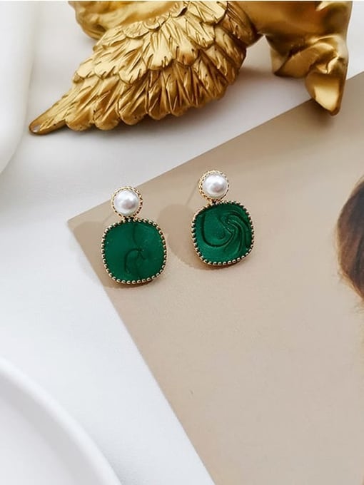 HYACINTH Copper Imitation Pearl Geometric Minimalist Drop Trend Korean Fashion Earring 1